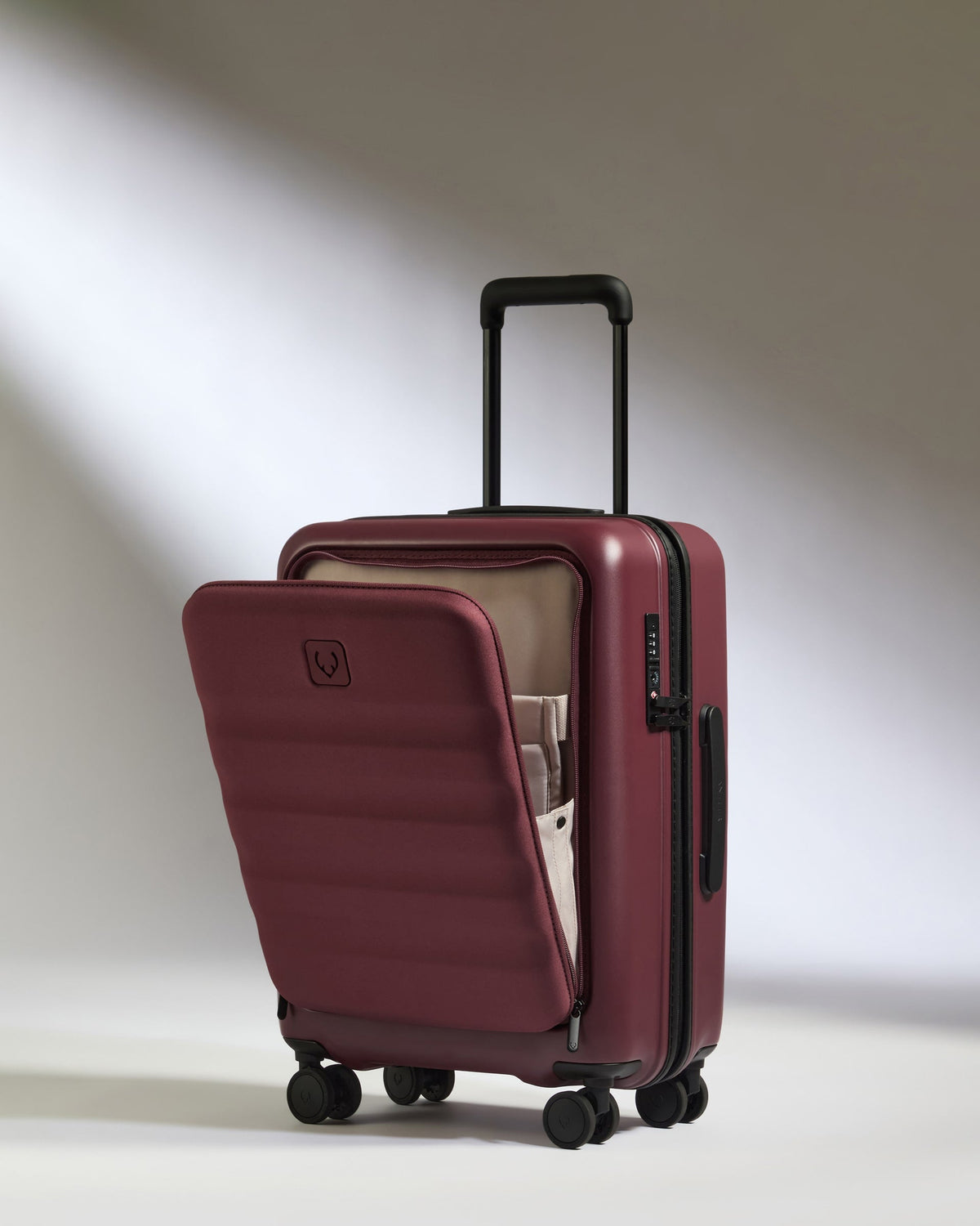 Carry-on with Pocket Luggage in Cedar Red - Icon Stripe