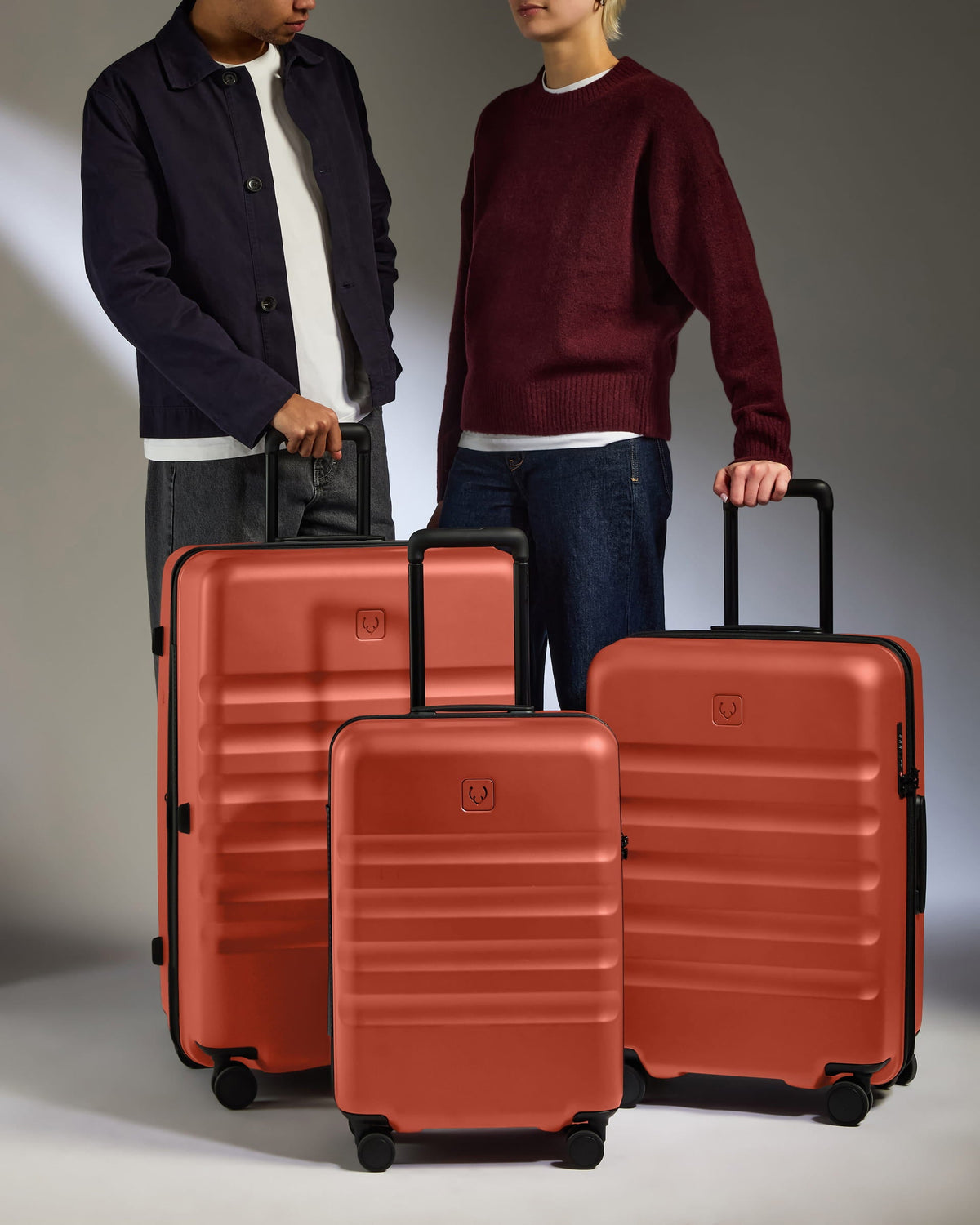 Large Carry-on Luggage Set in Buckthorn Red - Icon Stripe
