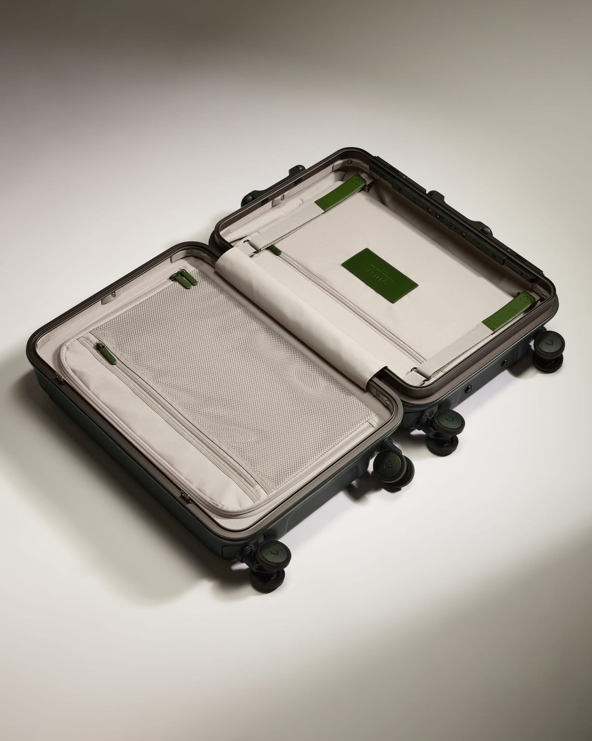 Carry-On Luggage in Dark Forest Green - Heritage Stripe