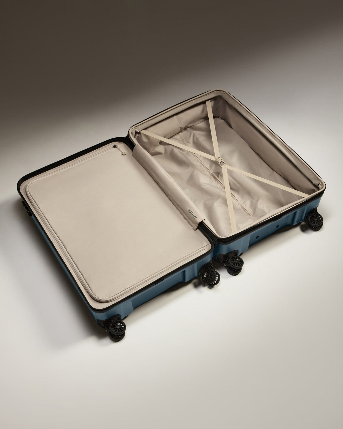 Expandable Carry-on Luggage Set in Blue Gray - Logo