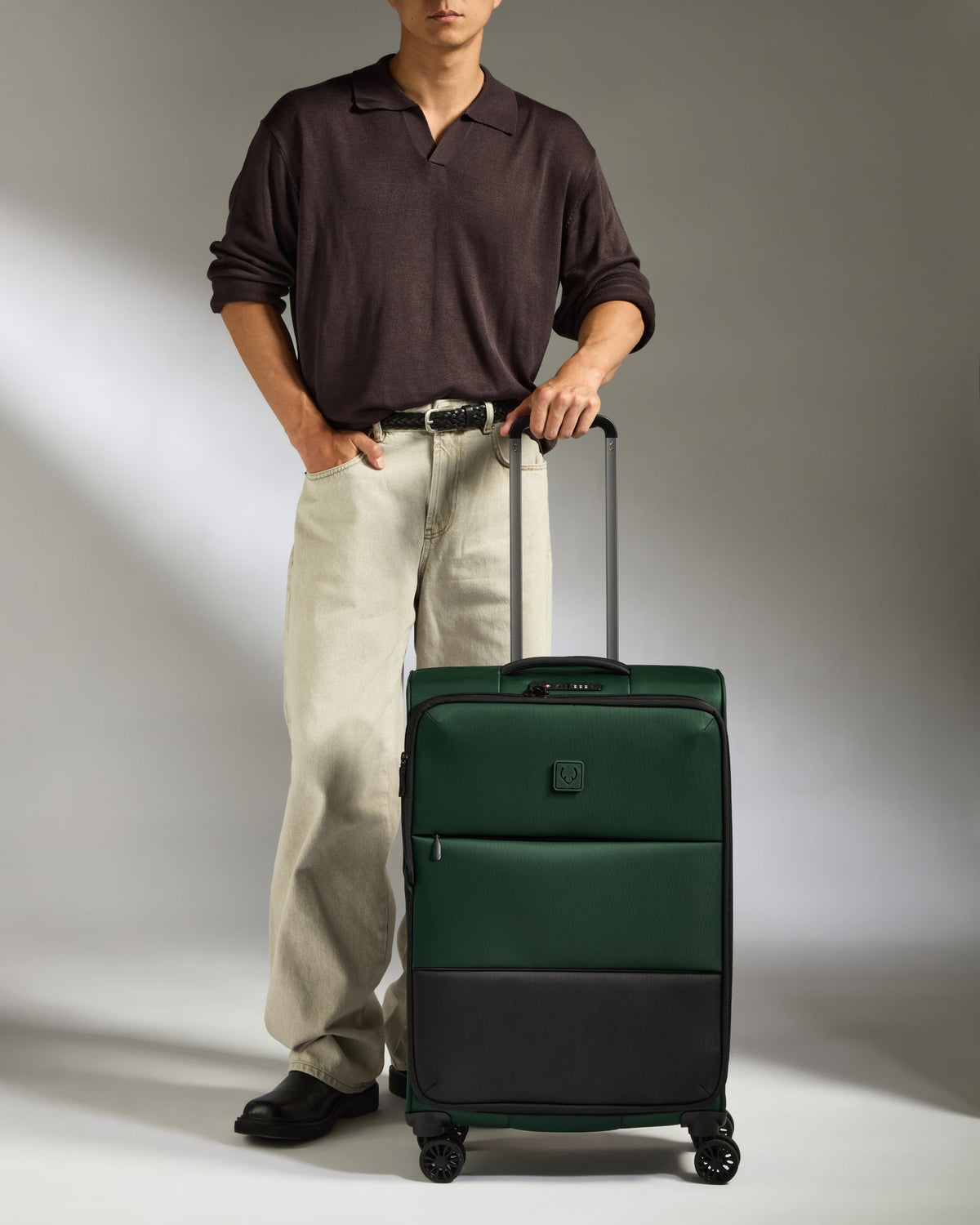 Lightest Medium Luggage in Antler Green - Soft Stripe 2.0