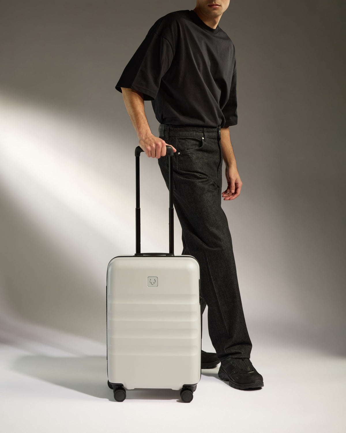 Large Carry-on Luggage in Taupe - Icon Stripe