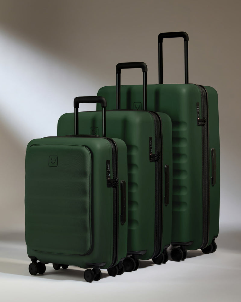 Carry-on with Pocket Luggage Set in Antler Green - Icon Stripe
