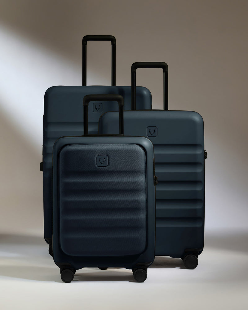 Carry-on with Pocket Luggage Set in Indigo Blue - Icon Stripe
