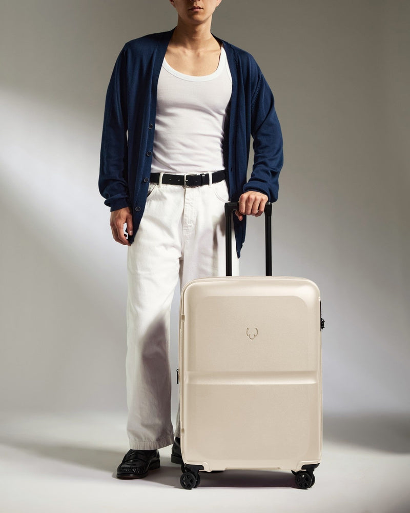 Medium Luggage in Warm Taupe - Single Stripe