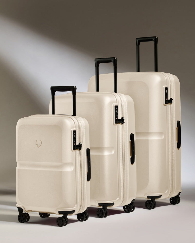Expandable Carry-on Luggage Set in Warm Taupe - Single Stripe