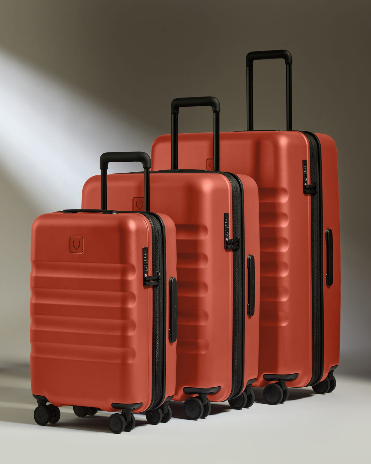 Expandable Carry-on Luggage Set in Buckthorn Red - Icon Stripe