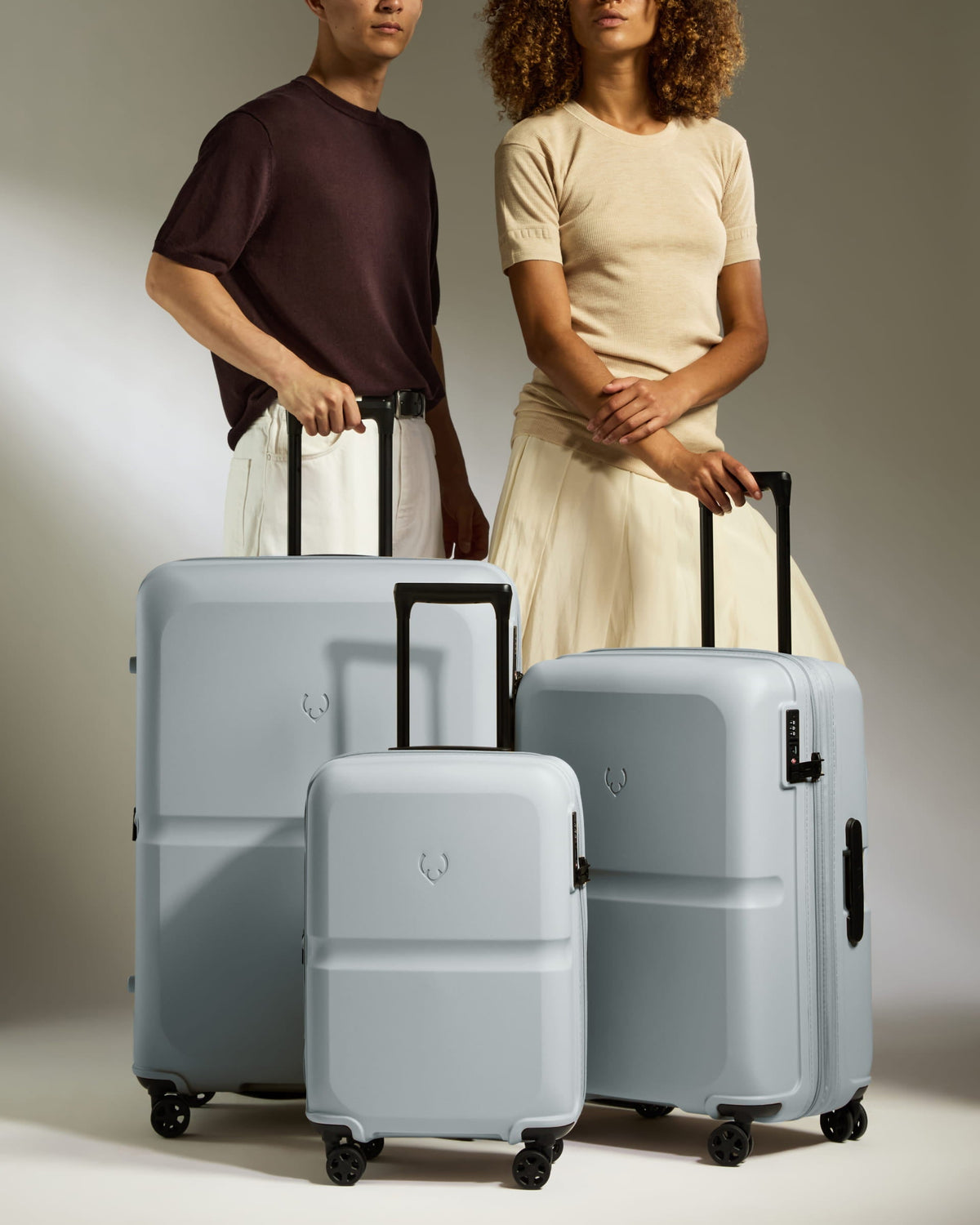 Expandable Carry-on Luggage Set in Salt Blue - Single Stripe