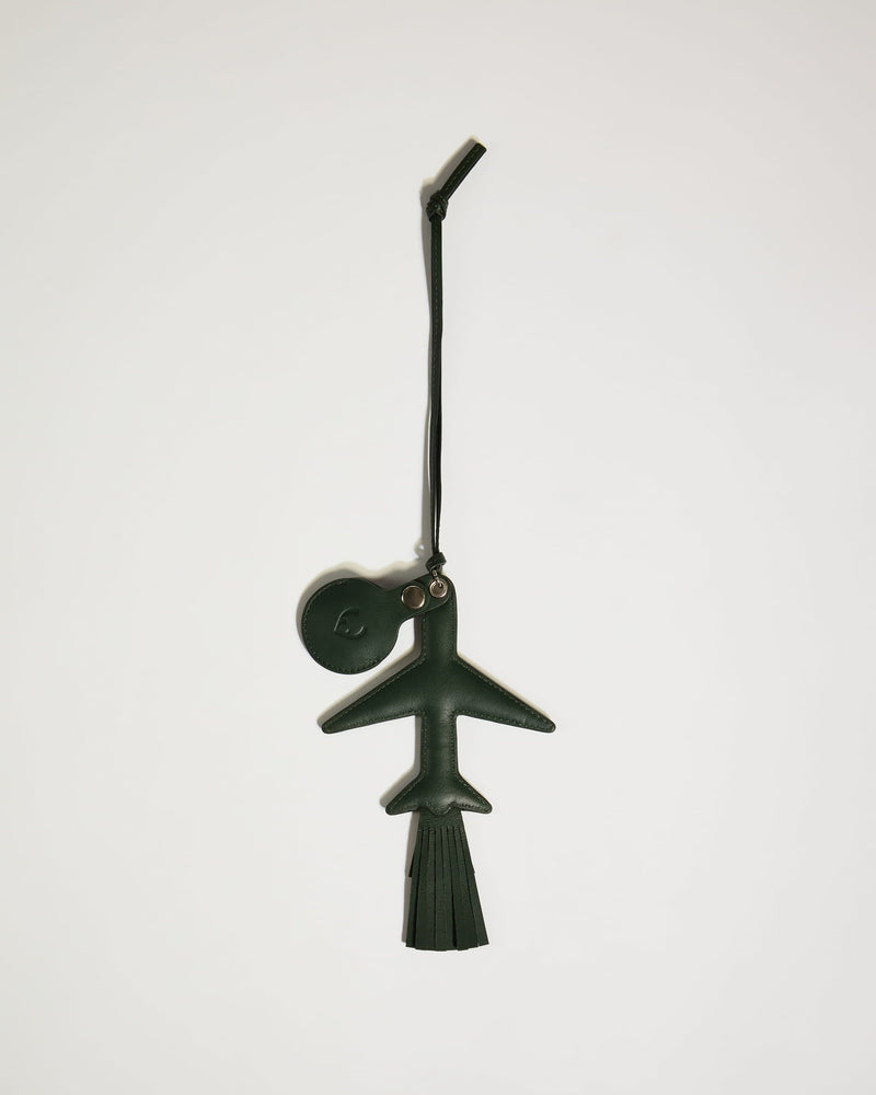 Heritage Leather Aeroplane AirTag Holder in Green