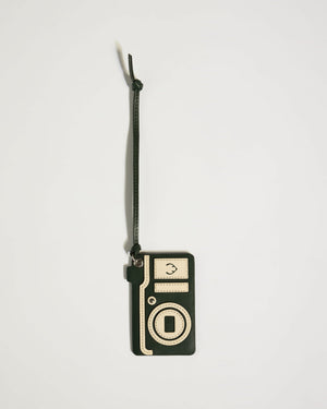 Heritage Leather Camera Luggage Tag in Green
