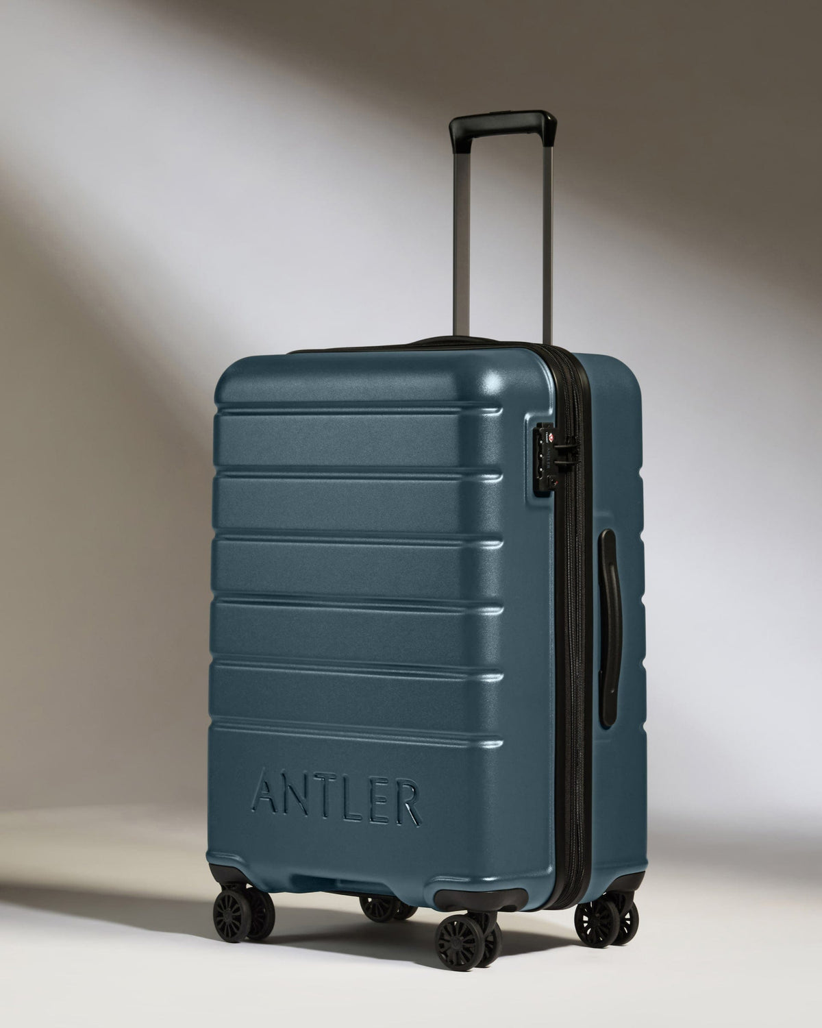 Expandable Carry-on Luggage Set in Blue Gray - Logo
