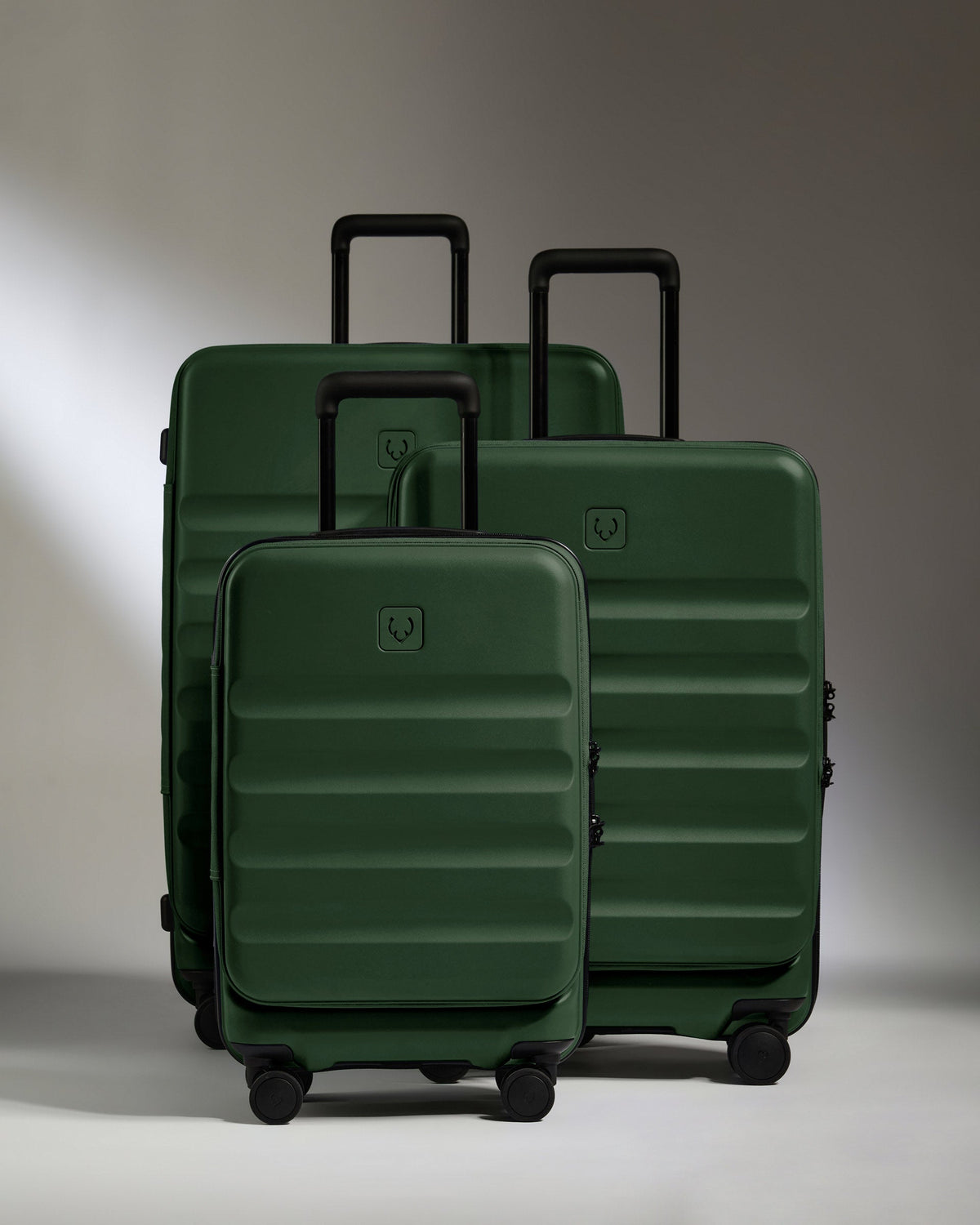 Dual Opening Luggage Set in Antler Green - Icon Stripe