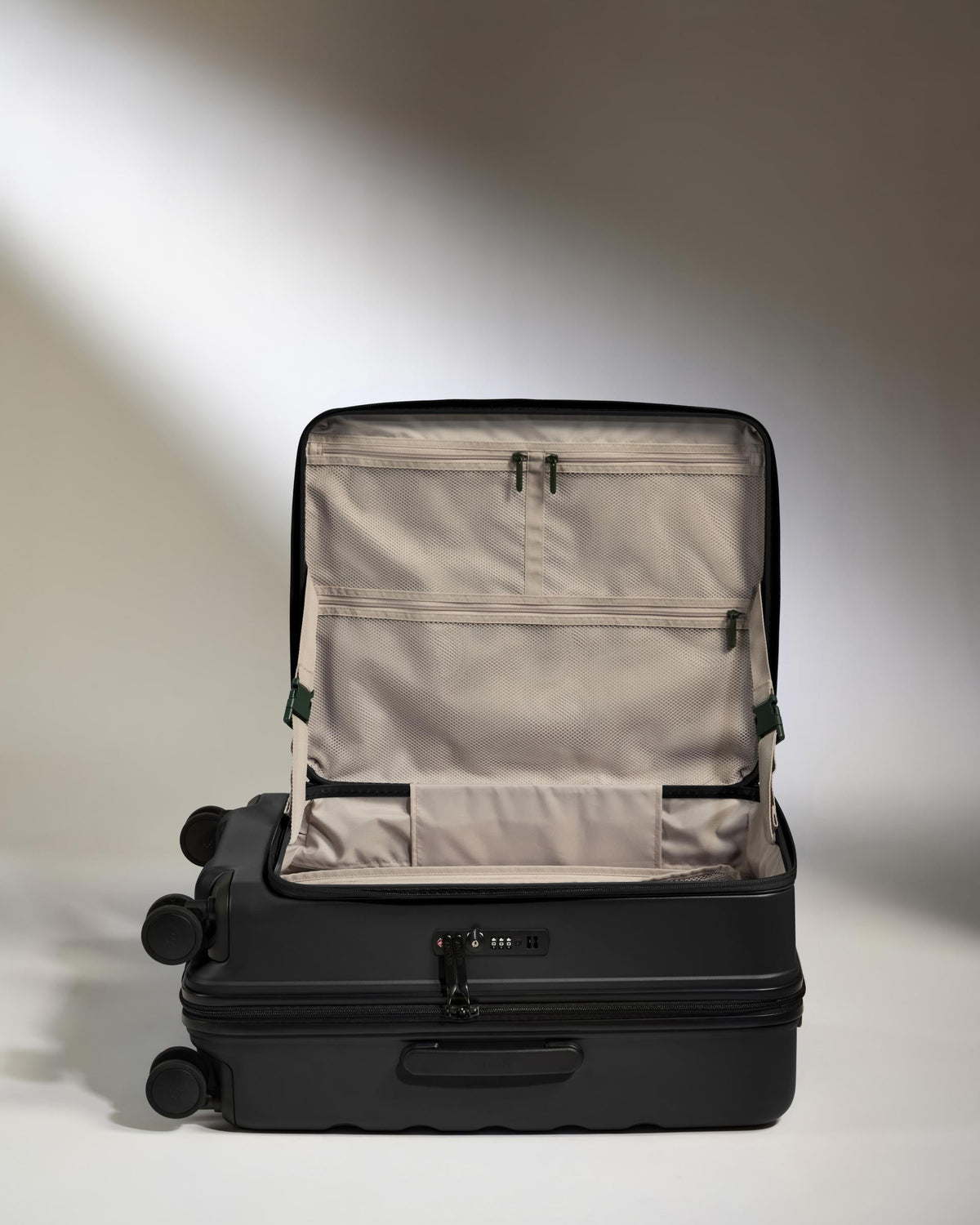 Dual Opening Medium Luggage in Black - Icon Stripe