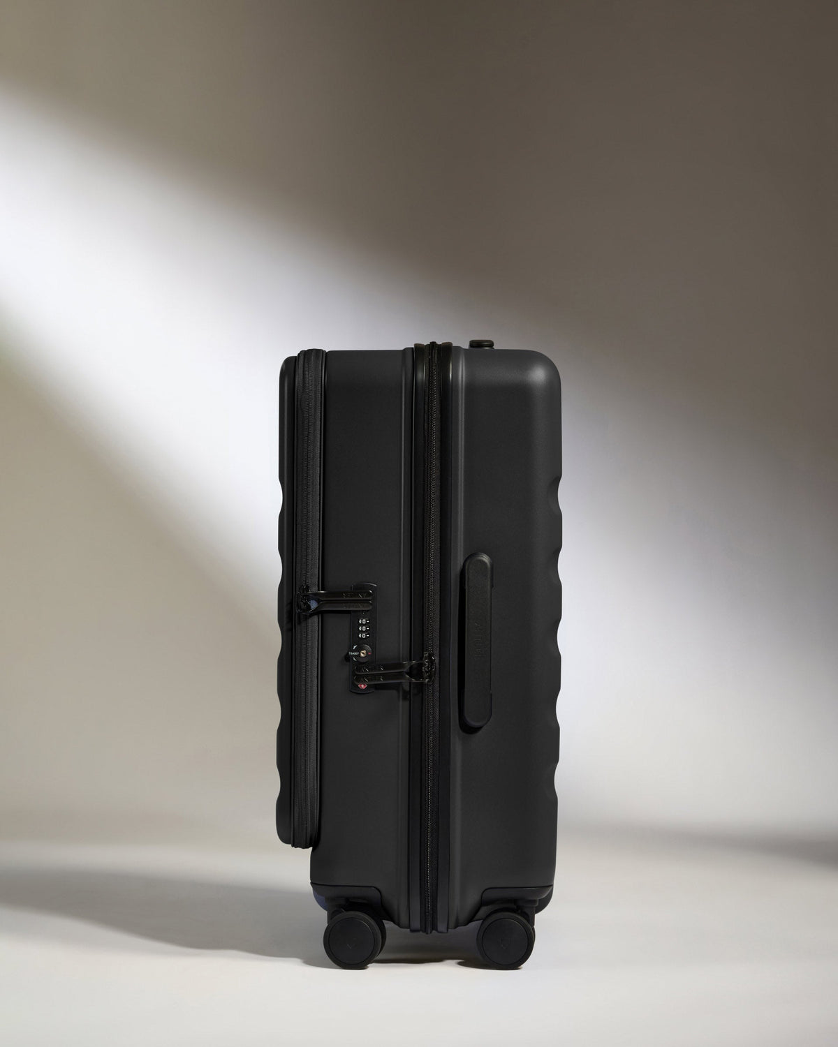 Dual Opening Medium Luggage in Black - Icon Stripe