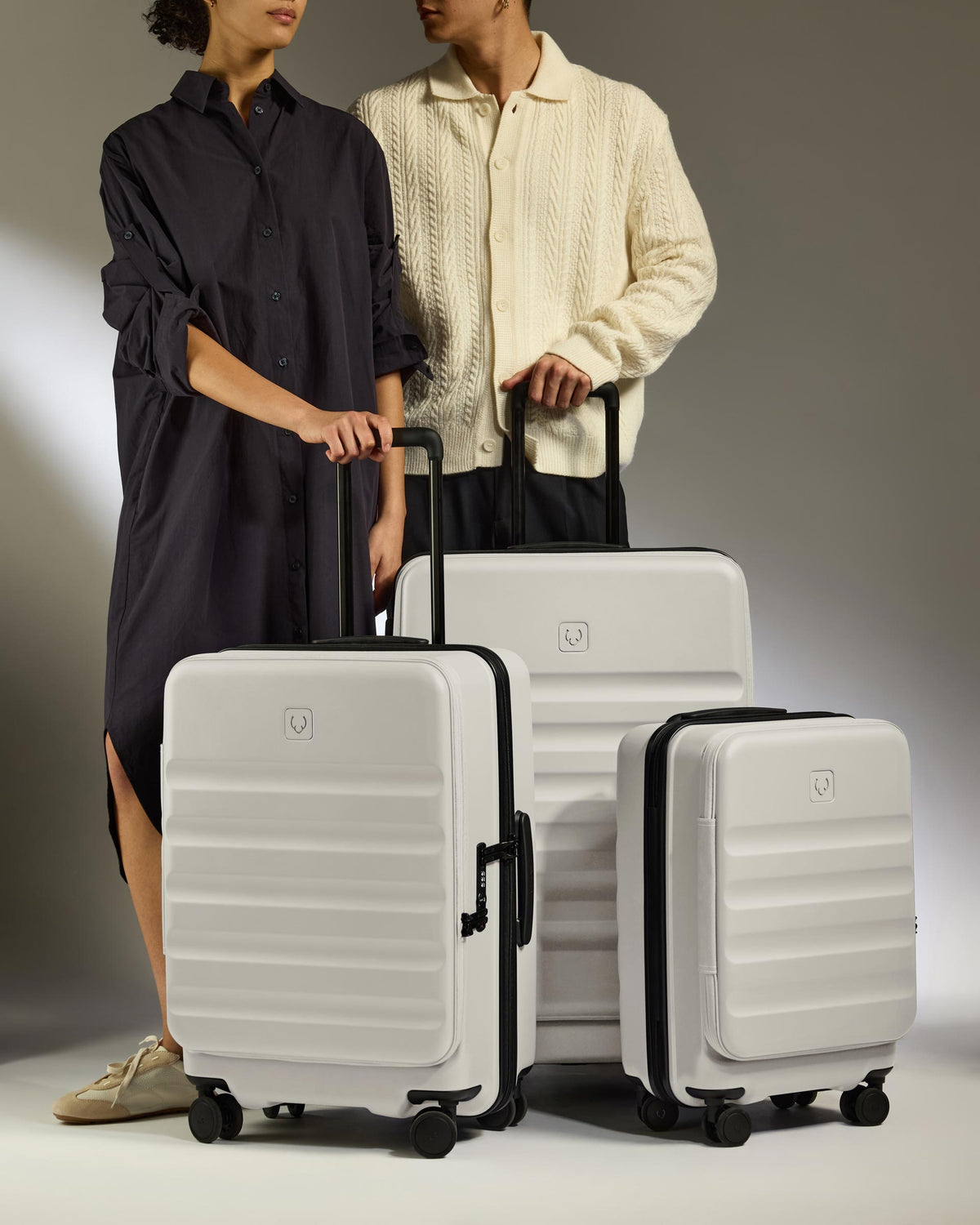 Dual Opening Luggage Set in Taupe - Icon Stripe