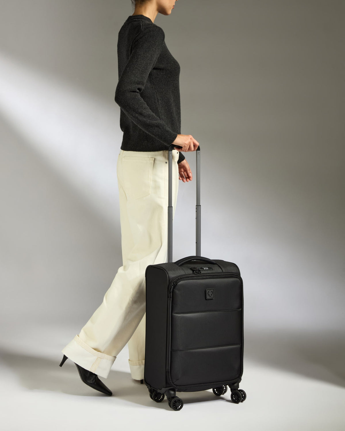 Lightest Expandable Carry-on Luggage in Black - Soft Stripe 2.0