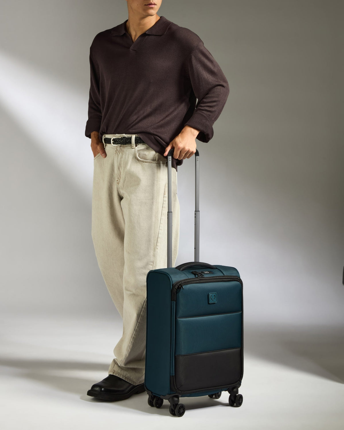 Lightest Expandable Carry-on Luggage in Indigo Blue - Soft Stripe 2.0