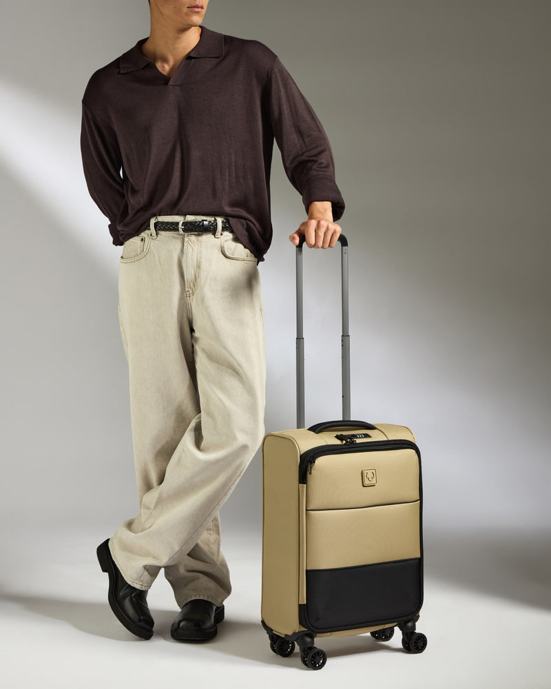 Lightest Expandable Carry-on Luggage in Sand - Soft Stripe 2.0